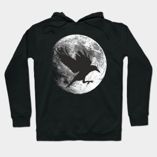 Flying Raven Crow - Full Moon Silhouette 2 Hoodie